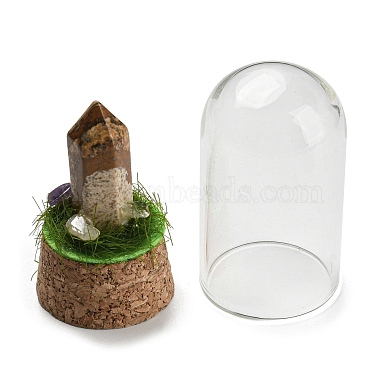 Gemstone Bullet Display Decoration with Glass Dome Cloche Cover(DJEW-B009-02)-3