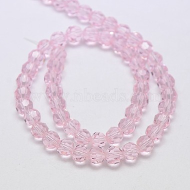 Misty Rose Color Faceted(32 Facets) Round Glass Beads Strands(X-EGLA-J042-6mm-19)-2