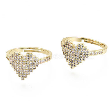 Adjustable Brass Micro Pave Cubic Zirconia Finger Rings(RJEW-S045-051G-A-NR)-2