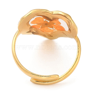 Heart Epoxy Resin with Dry Flower Adjustable Rings(RJEW-G304-01G)-3