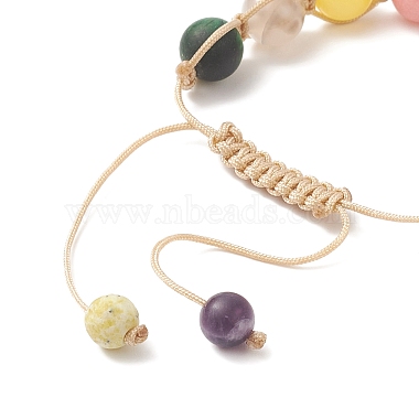 Round Natural & Synthetic Mixed Gemstone Braided Bead Bracelet(BJEW-JB09299)-5