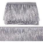 Polyester Tinsel Tassel Trimming, Tinsel Fringe, for Costume Accessories, Christmas Light Decoration, Silver, 150x1.2mm, 10m/pc(DIY-WH0591-008A)
