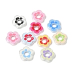 Transparent Printed Acrylic Beads, Flower, Mixed Color, 26~26.5x26~26.5x5mm, Hole: 2mm(AC-CBABAE0-01)