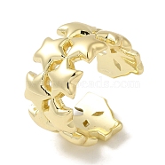Brass Open Cuff Rings, 2-Row Star Ring for Women, Real 18K Gold Plated, 11.5mm, Inner Diameter: 17.6mm(RJEW-Q778-33G)