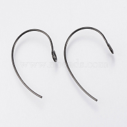 304 Stainless Steel Earring Hooks, Ear Wire, with Vertical Loop, Electrophoresis Black, 25x14x4mm, Hole: 3mm, Pin: 0.7mm(X-STAS-F148-05B)