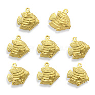 Vacuum Plating 201 Stainless Steel Pendants, Fish, Golden, 18x17.5x5.5mm, Hole: 1.2mm(STAS-Q243-LM219)