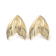 304 Stainless Steel Stud Earrings, Fishtail, Real 14K Gold Plated, 21x17mm(EJEW-H115-27G)