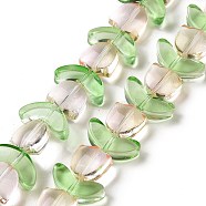 Transparent Glass Beads Strands, Tulip, Linen, 6.5~9x9~14x4~5.5mm, Hole: 1mm, about 29pcs/strand, 15.71''(39.9cm)(LAMP-H061-02A)