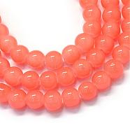 Baking Painted Imitation Jade Glass Round Bead Strands, Light Salmon, 10~10.5mm, Hole: 1.5mm, about 85pcs/strand, 31.4 inch(DGLA-Q021-10mm-31)