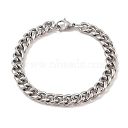 Non-Tarnish 304 Stainless Steel Cuban Link Chain Bracelets for Men, Stainless Steel Color, 8-7/8 inch(22.5cm)(BJEW-B096-35A-P)