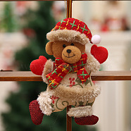 Christmas Dancing Doll Cloth Pendant Decoration, for Christmas Tree Hanging Ornaments, Bear, 180x130mm(XMAS-PW0001-066C)