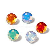Light AB Style Eletroplate K9 Glass Rhinestone Cabochons, Pointed Back & Back Plated, Faceted, Flat Round, Mixed Color, 10x5mm(RGLA-J033-B-LA)