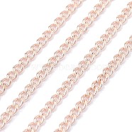 Brass Twisted Chains, Curb Chains, Unwelded, with Spool, Oval, Lead Free & Nickel Free & Cadmium Free, Rose Gold, 1.8x1x0.36mm, about 301.83 Feet(92m)/roll(CHC-S100-RG)