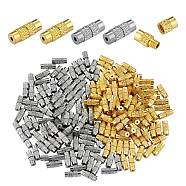 200 Sets 2 Colors Column Brass Screw Clasps, Platinum & Golden, 11~12x4mm, Hole: 1mm, 100 sets/color(KK-SZ0006-33)