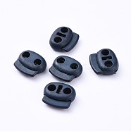 Plastic Spring Cord Locks, 2 Hole Drawstring Toggle Spring Clasp, Prussian Blue, 17.5x19.5x7.5mm, Hole: 4.5mm(KY-WH0020-43N)