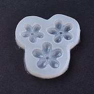 Food Grade Silicone Molds, Resin Casting Molds, For UV Resin, Epoxy Resin Jewelry Making, Flower, White, 69x67x9mm, Inner Size: 25~32mm(DIY-L005-07)