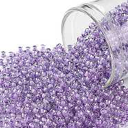 TOHO Round Seed Beads, Japanese Seed Beads, (936) Inside Color Dark Lilac Lined, 11/0, 2.2mm, Hole: 0.8mm, about 1110pcs/10g(X-SEED-TR11-0936)