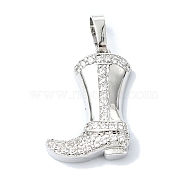 Rack Plating Brass Pave Cubic Zirconia Pendants, Boot, Long-Lasting Plated, Lead Free & Cadmium Free, Platinum, 20x13x3.8mm, Hole: 3.6x4mm(KK-M282-41P)