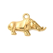 Ion Plating(IP) 304 Stainless Steel Pendants, Rhinoceros Charms, Real 18K Gold Plated, 14x23.5x4mm, Hole: 2mm(STAS-N103-16G)