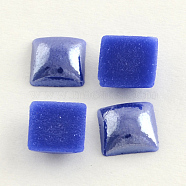 Pearlized Plated Opaque Glass Cabochons, Square, Blue, 6x6x3mm(PORC-S802-6mm-21)
