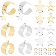 DIY Star Charm Cuff Ring Making Kit, Including 304 Stainless Steel Open Ring Findings & Charms, Stainless Steel Jump Rings, Golden & Stainless Steel Color, 36Pcs/box(DIY-UN0003-68)