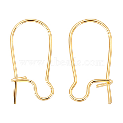 100Pcs Brass Hoop Earring Findings, Kidney Ear Wire, Long-Lasting Plated, Real 18K Gold Plated, 19x9x4mm, Pin: 0.7mm(KK-BC0002-89)