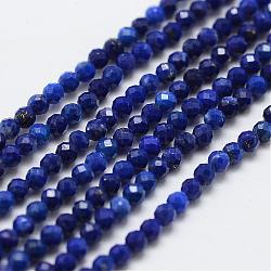 Natural Lapis Lazuli Bead Strands, Round, Faceted, Grade AA, 2~2.5mm, Hole: 0.5mm, about 156pcs/strand, 15.3 inch(39cm)(G-G663-48-2mm)