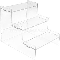 3-Tier Acrylic Action Figure Display Risers, Model Toy Assembled Organizer Holders, for Minifigures, Toys, Collections Display, Clear, Finish Product: 22x24x15cm(ODIS-WH0034-15B)