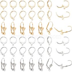 90Pcs 6 Style 304 Stainless Steel Leverback Earring Findings, with Horizontal Loops, Golden & Stainless Steel Color, 14~19x11~12x2~6mm, Hole: 1.2~1.5mm, Pin: 0.6~0.8mm, 15Pcs/style(STAS-NB0001-60)