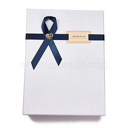 Rectangle Cardboard Gift Boxes, Bridesmaid Gift boxes, with Bowknot & Lids, for Birthday, Wedding, Baby Shower, White, 27x20x5cm(CON-C010-03C)