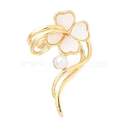 Alloy Brooches, with Plastic Beads & Resin, Flower, 57x34.5mm(JEWB-H029-01D-G)