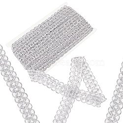 Ethnic Style Embroidery Polyester Lace Trims, Garment Accessories, Silver, 1-3/8 inch(34.5mm)(OCOR-WH0070-20B)