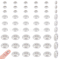 Unicraftale 90Pcs 3 Styles 304 Stainless Steel Spacer Beads, Donut, Stainless Steel Color, 4~8x1~2.5mm, Hole: 2~3mm, 30pcs/style(STAS-UN0059-34)