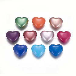 Spray Painted Brass Chime Ball Beads, No Hole, Heart, Mixed Color, 22x24.5x11mm(KK-P151-03)