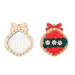 DIY Christmas Bell Wooden Weaving Art, Including MDF Stencil, Woolen Yarn, Cotton Thread and Plastic Needle, Colorful, 13x11.3x0.3cm, Hole: 4mm, 1pc/set(DIY-P033-01)