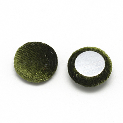 Velvet Cloth Fabric Covered Cabochons, with Aluminum Bottom, Half Round/Dome, Olive Drab, 26~26.5x6.5mm(X-WOVE-S084-12B)