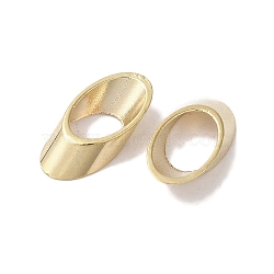 Brass Bead, Lead Free & Cadmium Free, Skew Oval, Real 24K Gold Plated, 10.5x5x2mm, Hole:6.5x4mm(KK-K383-18A-G)