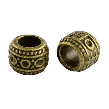 Rondelle Tibetan Style Alloy Beads, Cadmium Free & Nickel Free & Lead Free, Antique Bronze, 7.5x9mm, Hole: 6mm