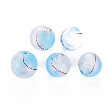 Transparent Handmade Blown Glass Globe Beads, Round, Light Sky Blue, 10.5~12.5mm, Hole: 1~2mm
