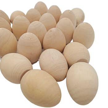 Unfinished Wooden Simulated Egg Display Decorations, for Easter Egg Painting Craft, BurlyWood, 4.5x3.5cm