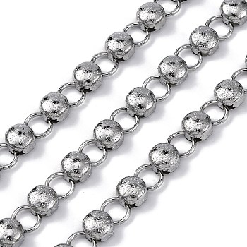 304 Stainless Steel Flat Round Link Chains, Unwelded, with Spool, Stainless Steel Color, Flat Round: 8x5.5mm, ring: 8x1mm