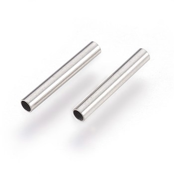 304 Stainless Steel Tube Beads, Stainless Steel Color, 10x1.5mm, Hole: 1.2mm