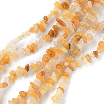 Natural Yellow Aventurine Beads Strands, Chip, 1.5~4.5x3~13x2.5~8mm, Hole: 0.6mm, 30.94~31.97 inch(78.6~81.2cm)