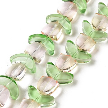 Transparent Glass Beads Strands, Tulip, Linen, 6.5~9x9~14x4~5.5mm, Hole: 1mm, about 29pcs/strand, 15.71''(39.9cm)