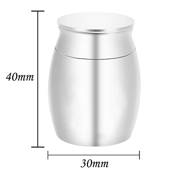Alloy Cremation Urn, For Commemorate Kinsfolk Cremains Container, Column, Silver, 40.5x30mm