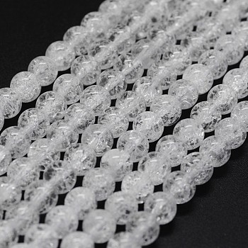 Natural Crackle Quartz Beads Strands, Round, 12mm, Hole: 1mm, about 32pcs/strand, 15.7 inch