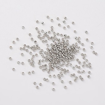 Brass Crimp Beads, Cadmium Free & Lead Free, Rondelle, Nickel Color, about 2mm in diameter, 1.2mm long, hole: 1.2mm, about 1769pcs/20g