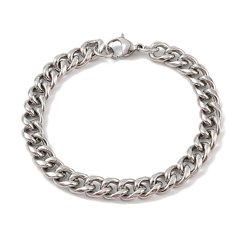 Non-Tarnish 304 Stainless Steel Cuban Link Chain Bracelets for Men, Stainless Steel Color, 8-7/8 inch(22.5cm)