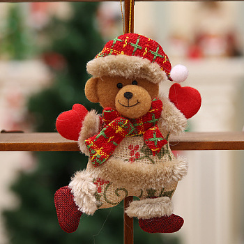 Christmas Dancing Doll Cloth Pendant Decoration, for Christmas Tree Hanging Ornaments, Bear, 180x130mm