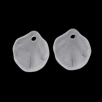 Frosted Acrylic Pendants, Leaf Charms, White, 13x11x2mm, Hole: 1.4mm, about 3571pcs/500g